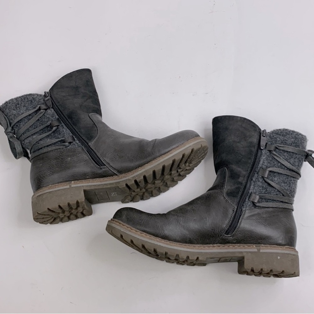 Patrizia By Spring Step Dawna Grey Multi Boots Size 39 (8-8.5) Gray Zip Sherpa - Picture 9 of 14